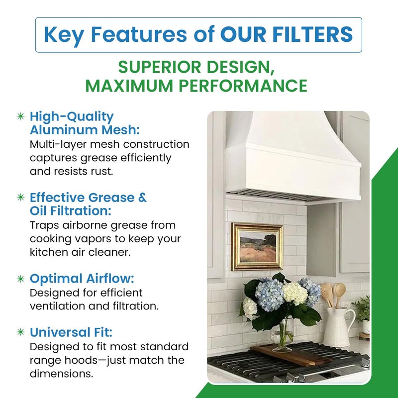 Filter Everything Replacement Aluminum Range Hood Filter Compatible with Broan 97005683, 97007894, 99010152, BPRPFA, S97017455 â€“ 9-7/8â€ x 11-11/16â€ x 3/8â€ (2-Pack) - Image 2